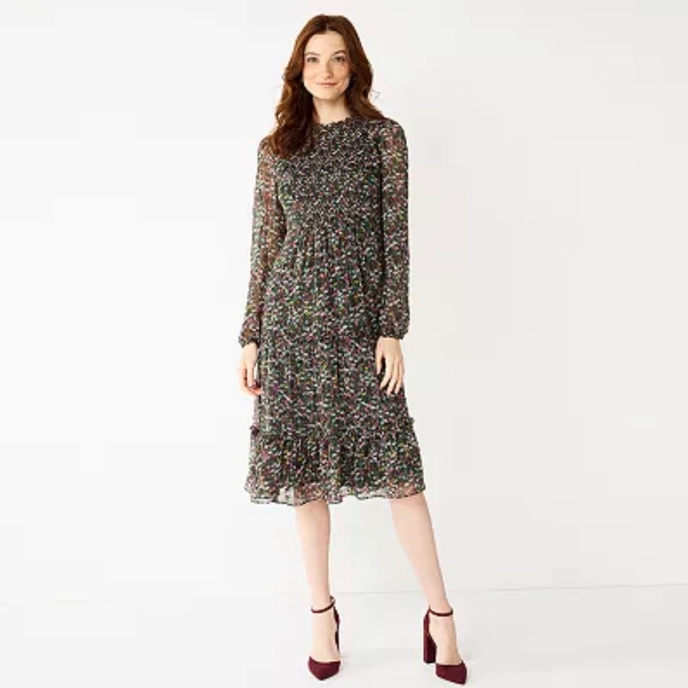 Draper James Tiered Ruffled Midi Dress NWT